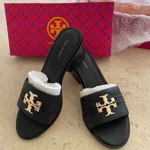 NWT Tory Burch Everly Block Heel, Black, Size 7.5